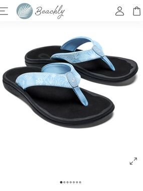 OluKai Ohana Women's Light Blue and Black Flip Flop Sandals
